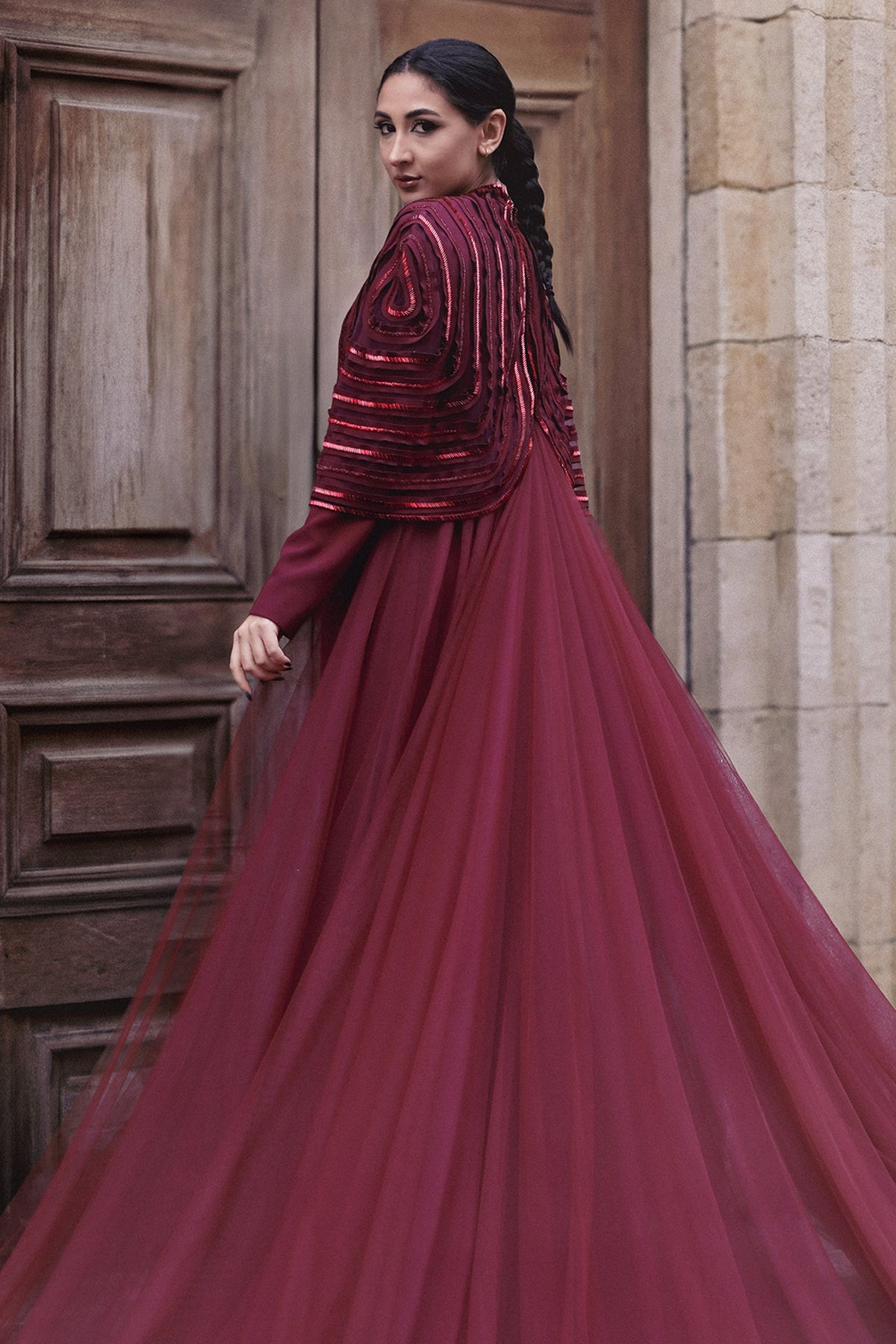Beaded Organza Cape Kaftan