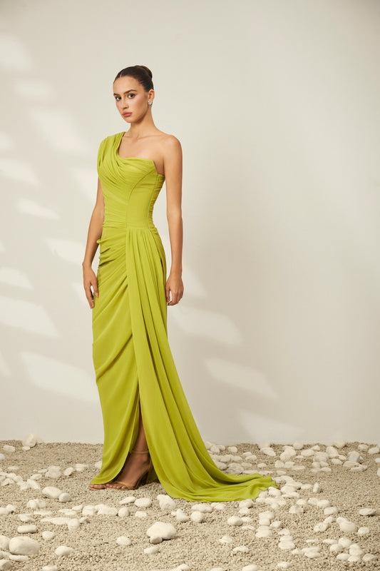 Lime Draped Gown
