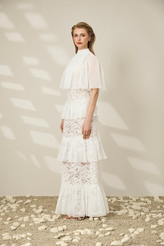 Scarletta High Neck Lace Gown