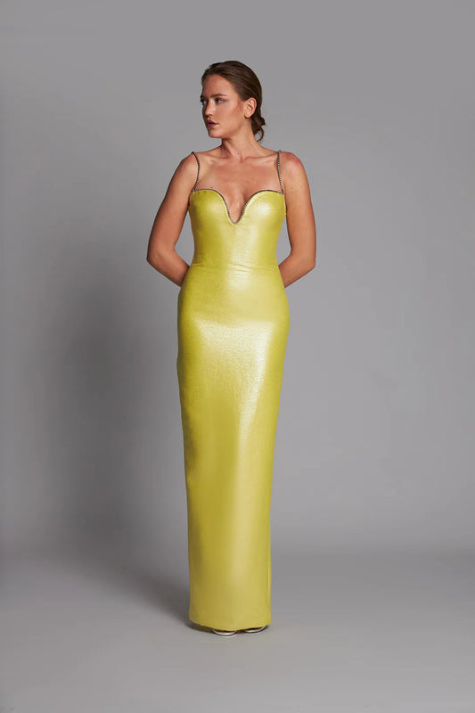 Sleeveless Fitted Gown with Cape