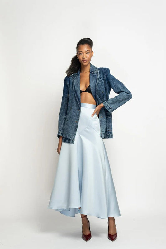 Indira Denim Double-Breasted Blazer
