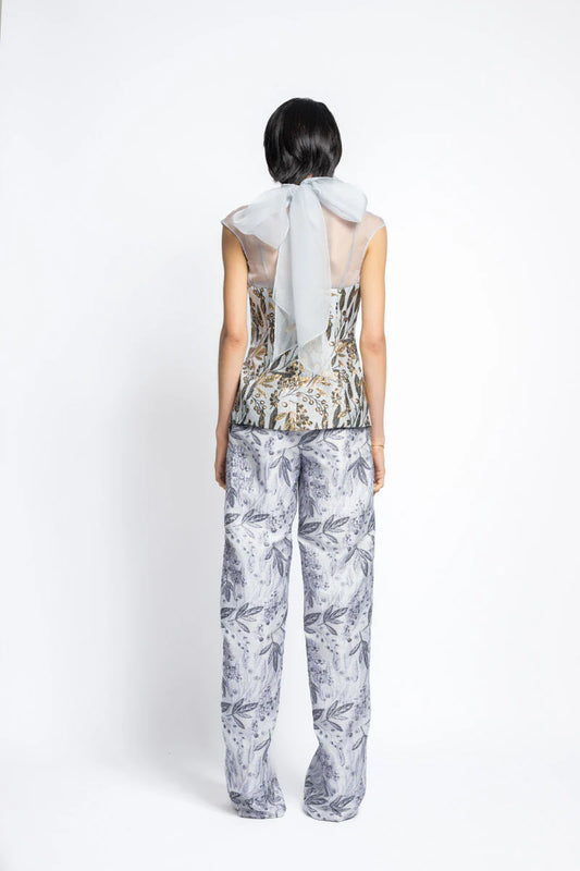 Jacquard And Organza Top