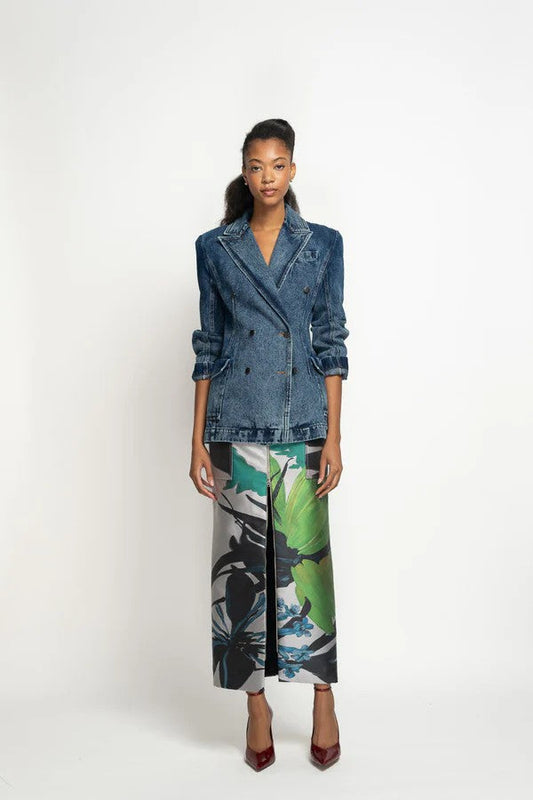 Lata Print Barathea Cargo Pencil Skirt