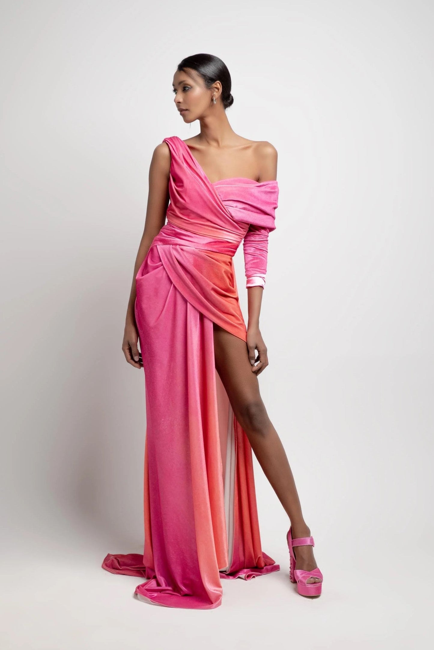 Asymmetrical Slit Gown