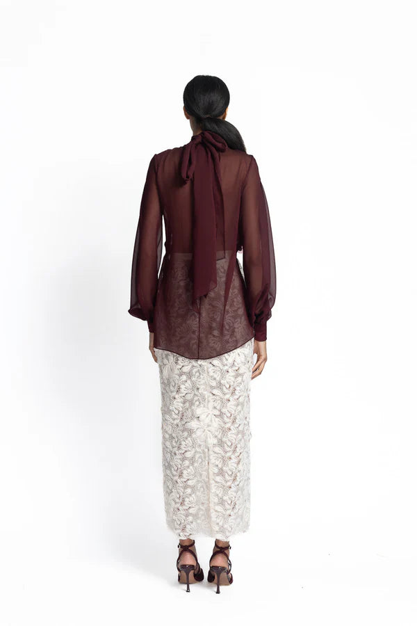 Ivory Padma Lace Pencil Skirt