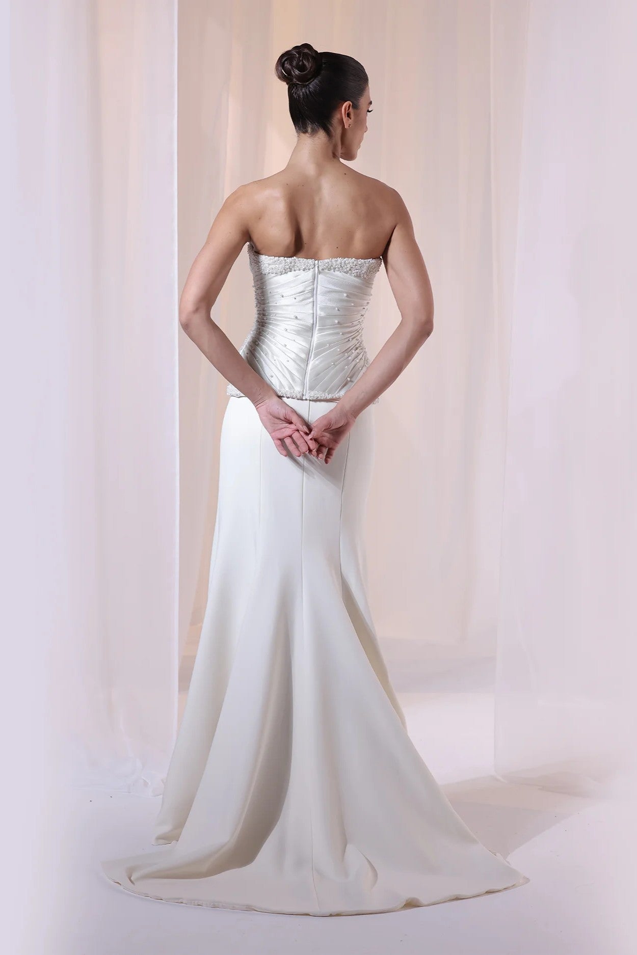 Ivory Strapless Pearl Mermaid Gown