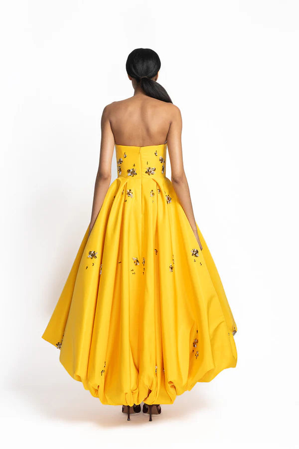 Marigold Faille Gown with Bubble Hem