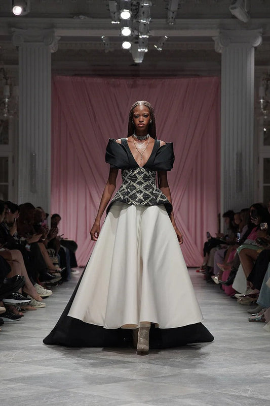 Moulded Sleeve Peplum Gown