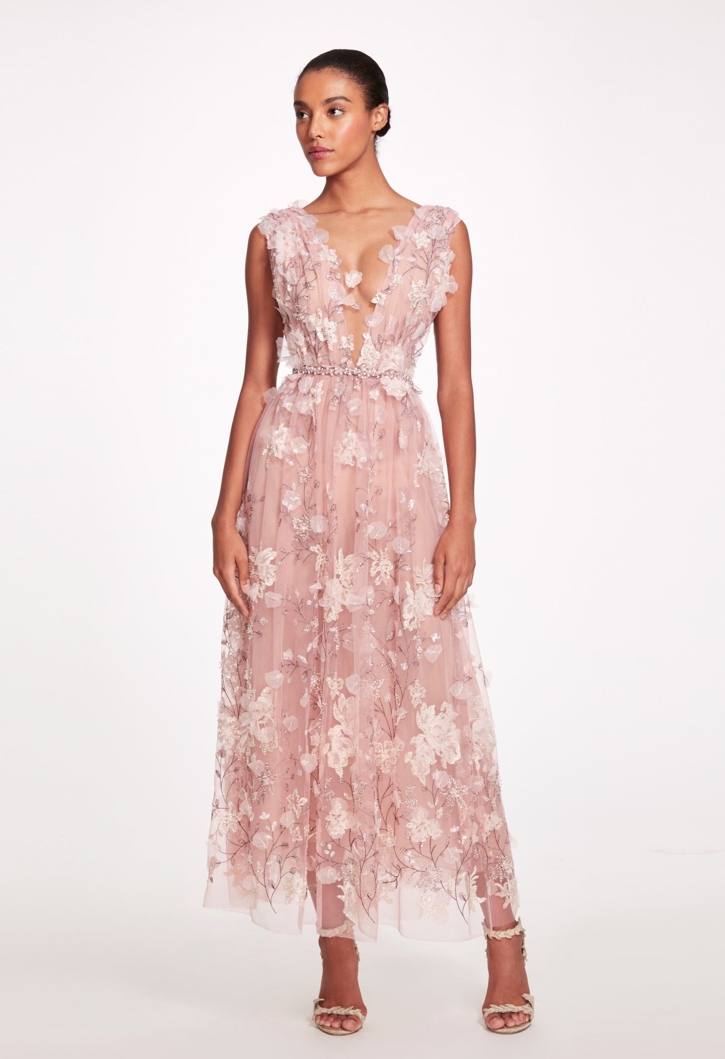 Organza Embroidered Midi Dress