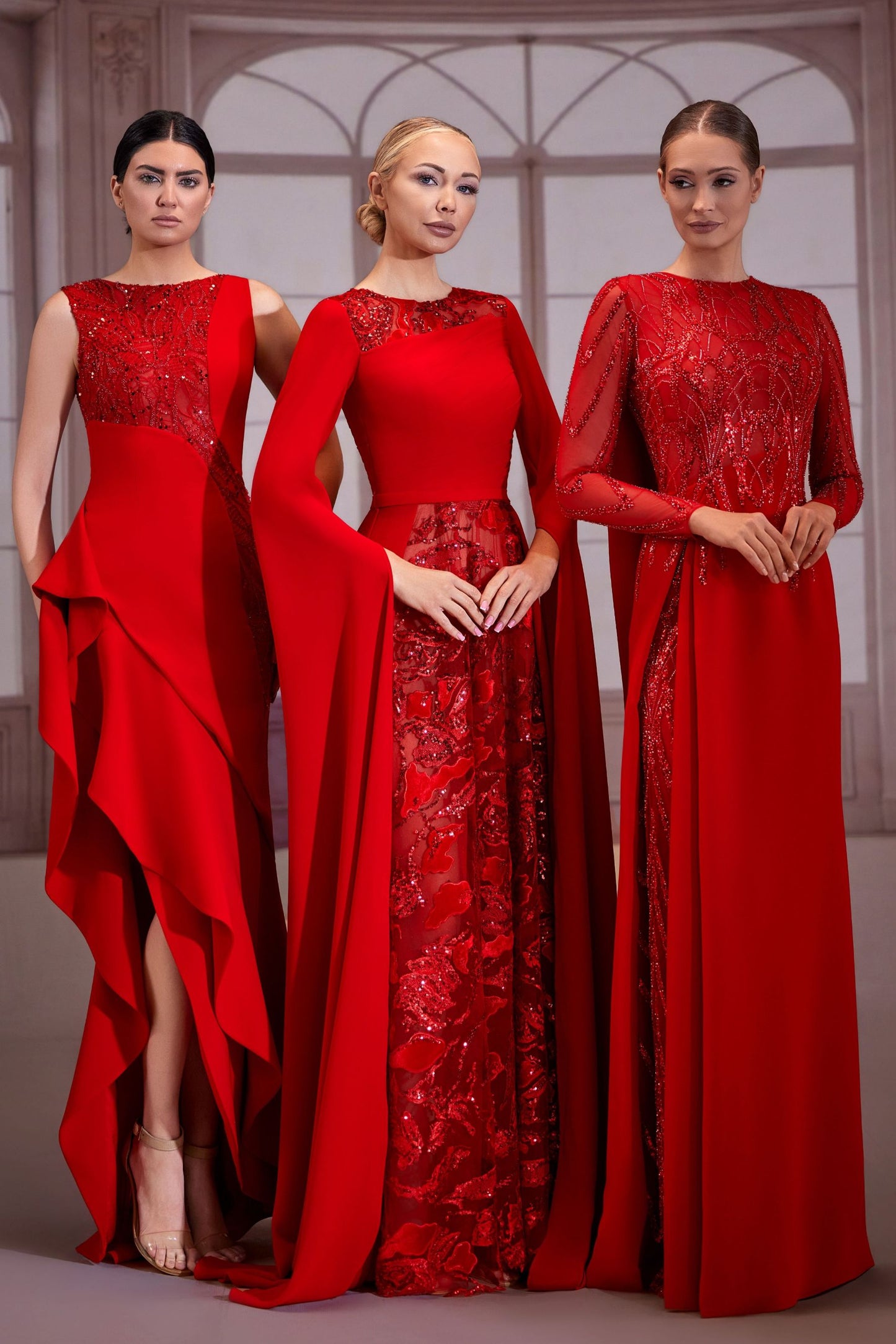 Red Asymmetrical Crepe Dress