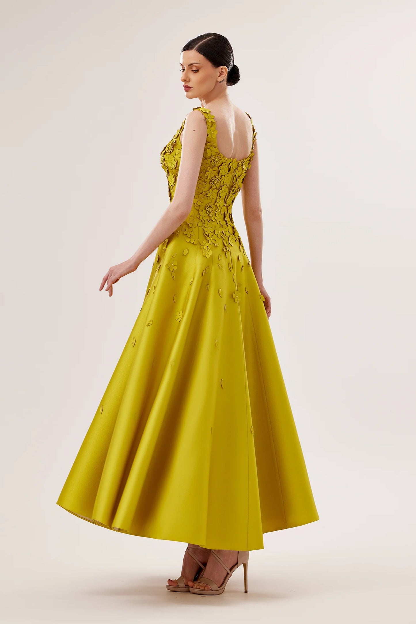Embellished Tesla Midi Dress with 3D Florals