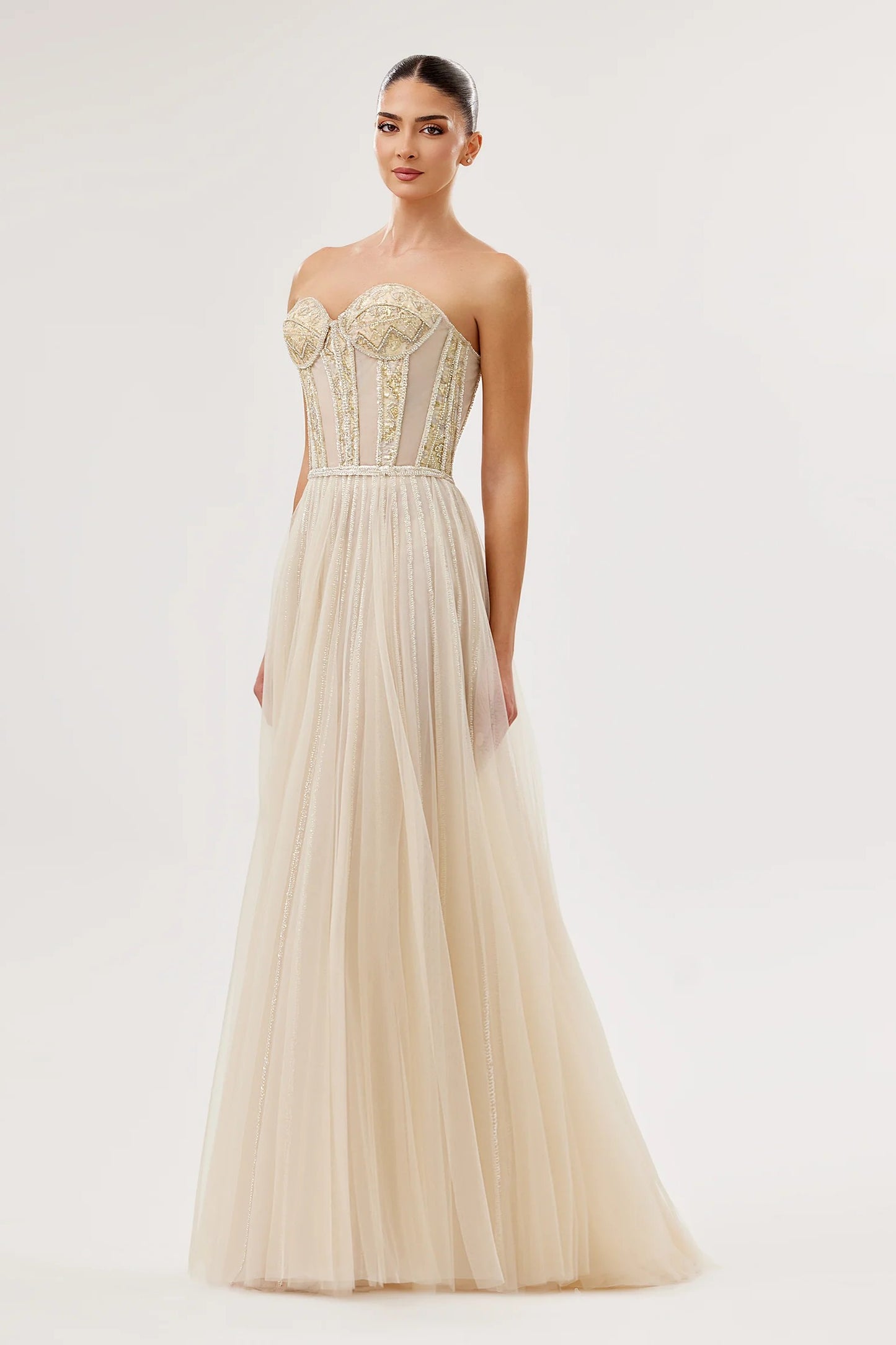 Sweetheart Tulle Corset Gown with Embroidered Jacket
