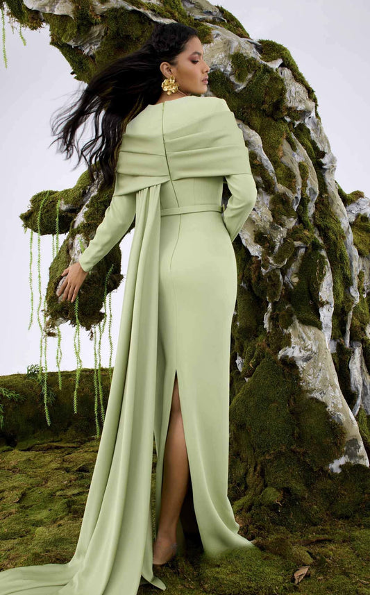 Long Sleeve Gown with Cape