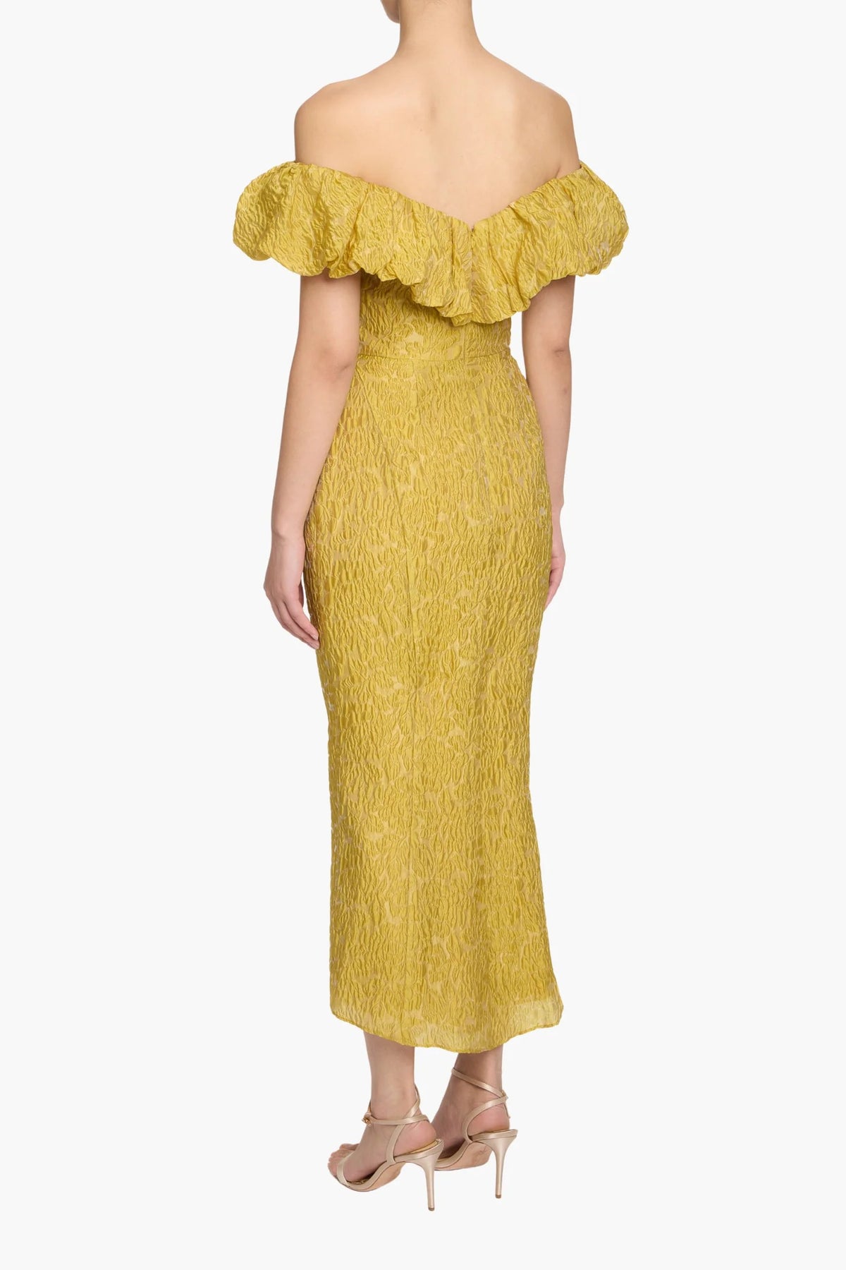 Off Shoulder Cloque Cocktail Dress