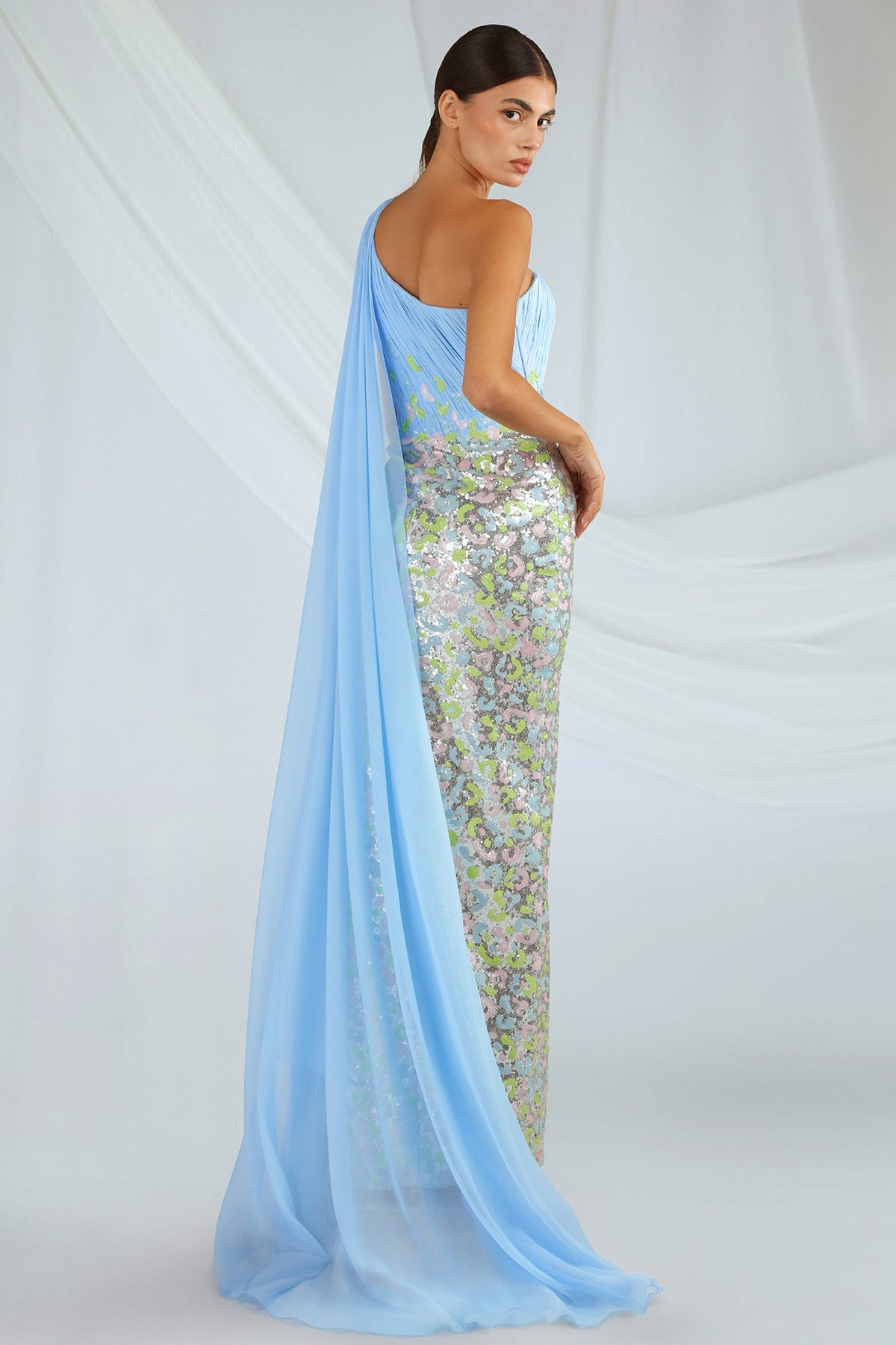 One-Shoulder Sequin Gown