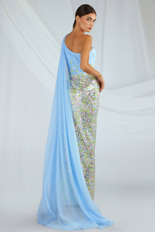 One-Shoulder Sequin Gown