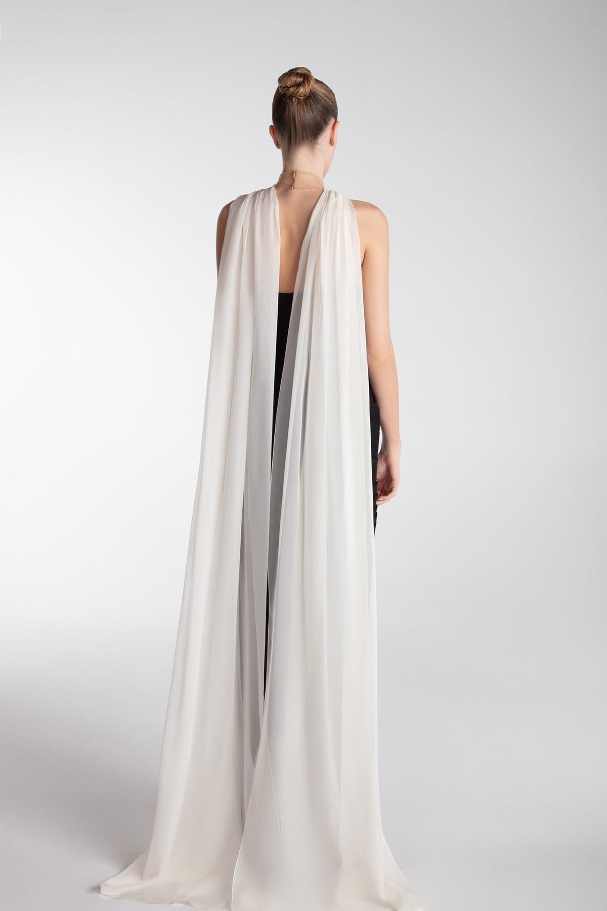 Strapless Floral-Appliqué Draped Gown