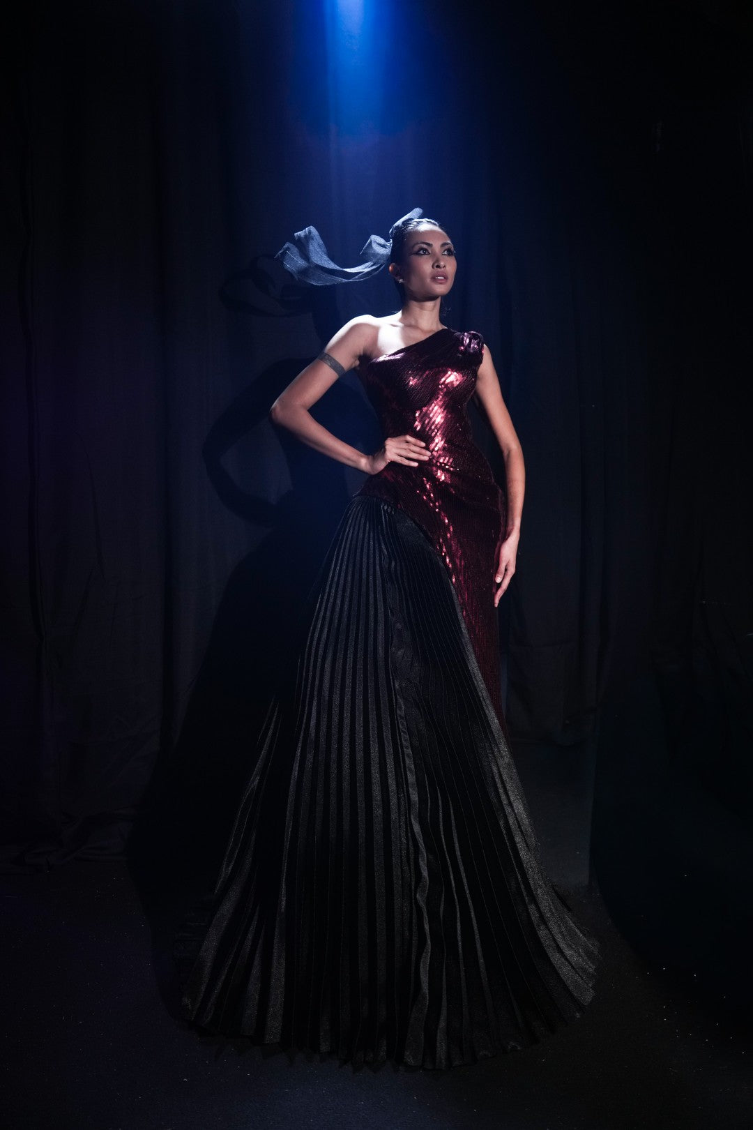 One-Shoulder Sequin Gown