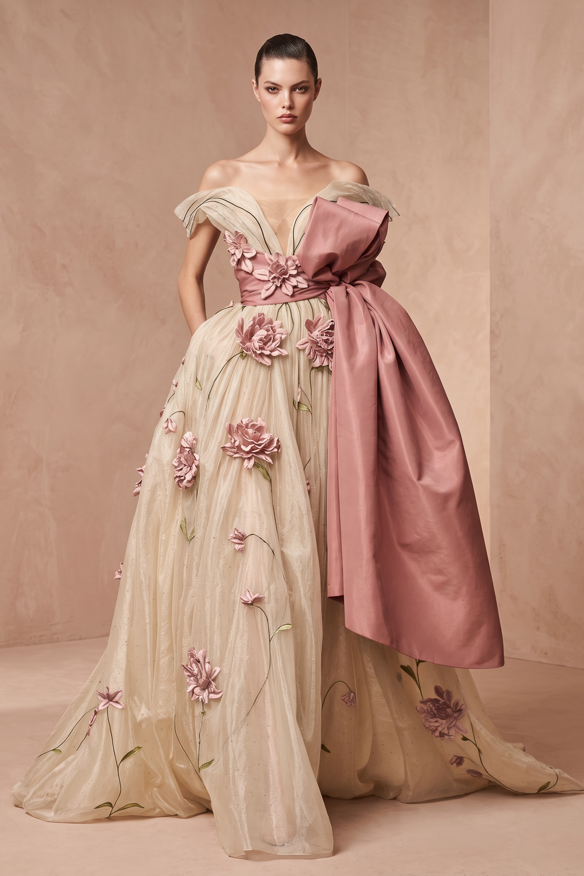 3D Applique Ball Gown