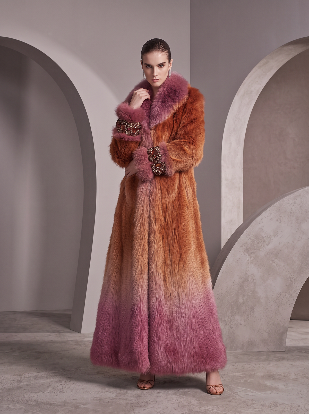 Multi Color Jewel Cuff Coat