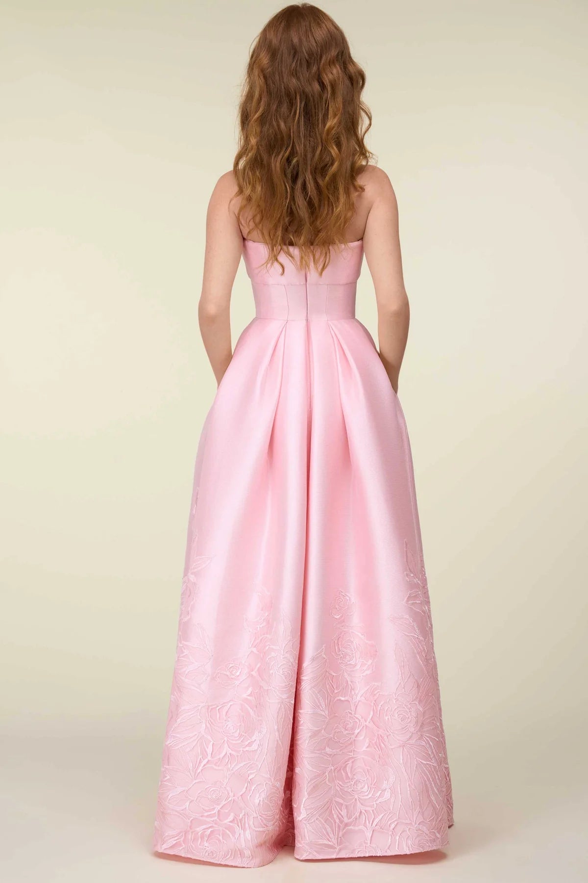 Strapless Embroidered Skirt Gown