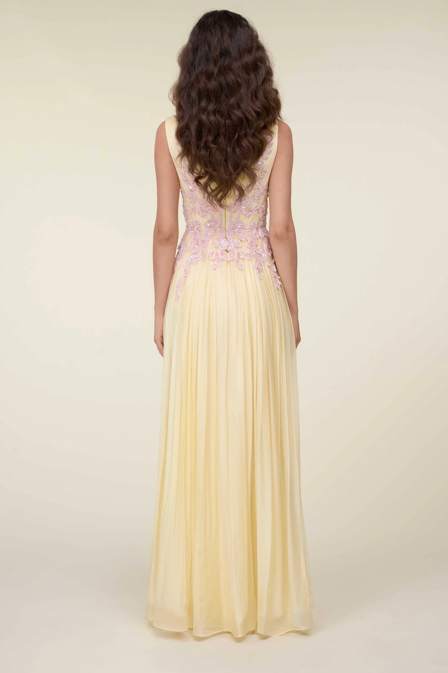 Draped Embroidered Gown