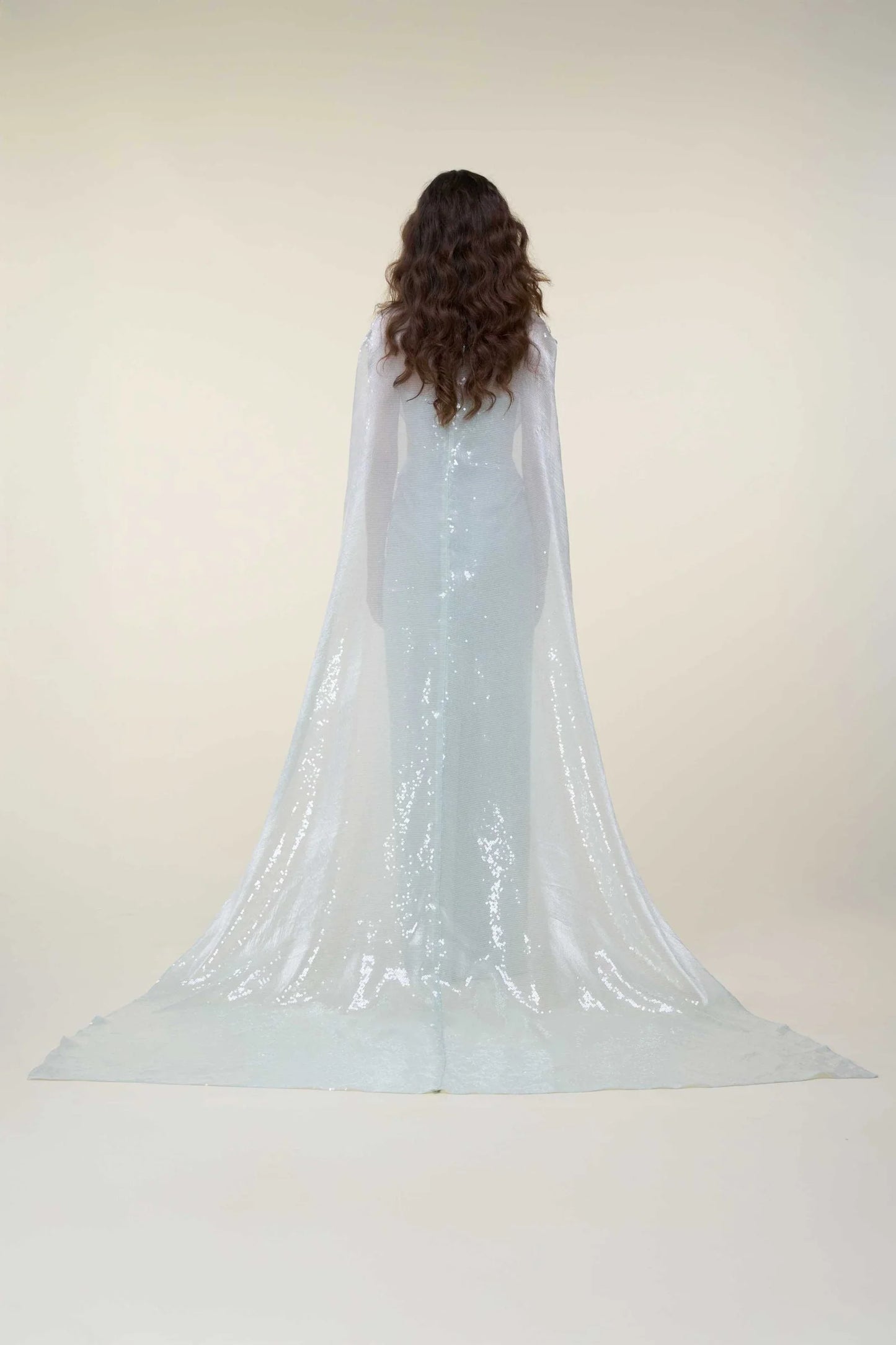 Overlap Draped Cape Gown