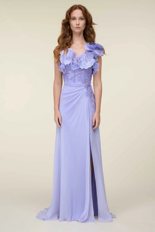 Sleeveless Floral Bodice Gown