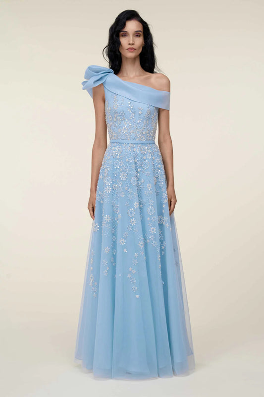 Off-Shoulder Embroidered Gown