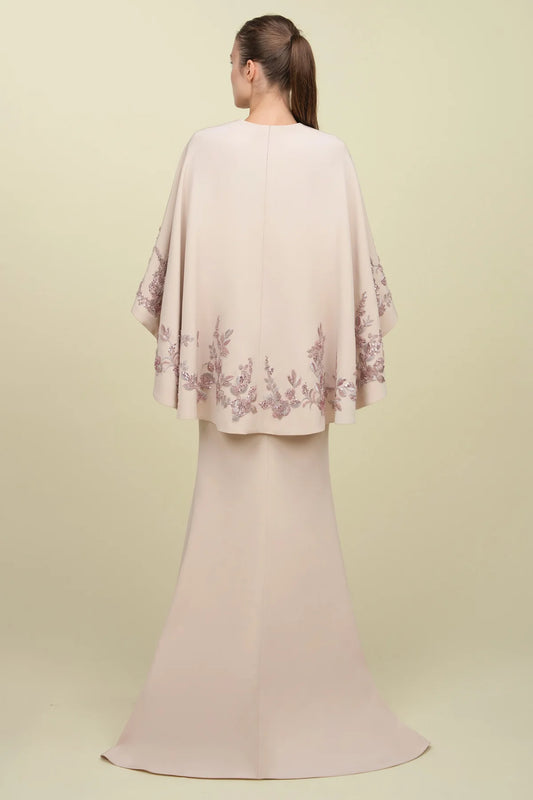 Cape Sleeve Mermaid Gown