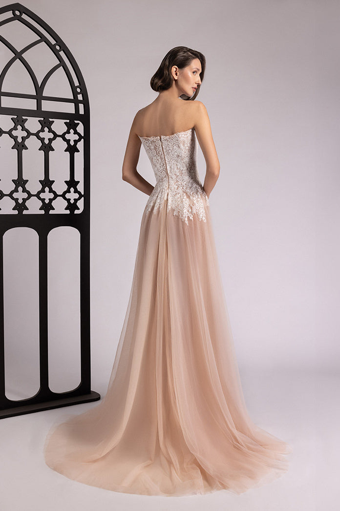 Two-Tone Lace Tulle Gown