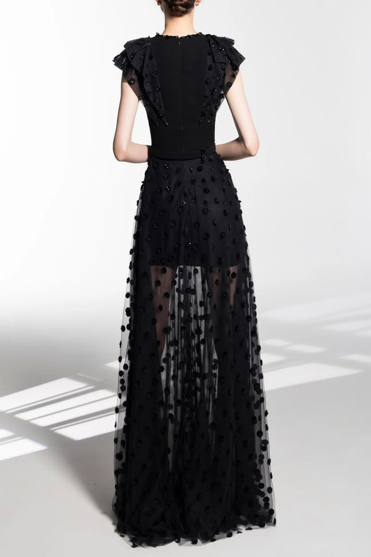 Polka Dot Beaded Gown
