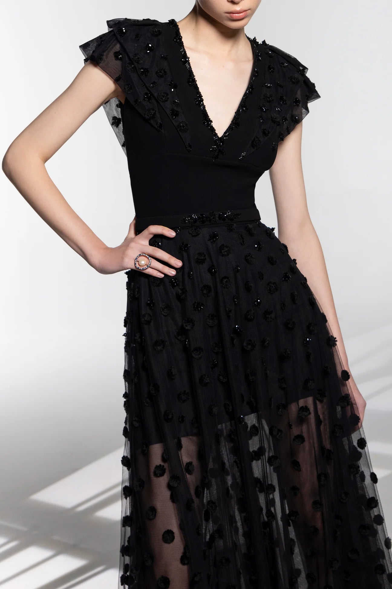Polka Dot Beaded Gown