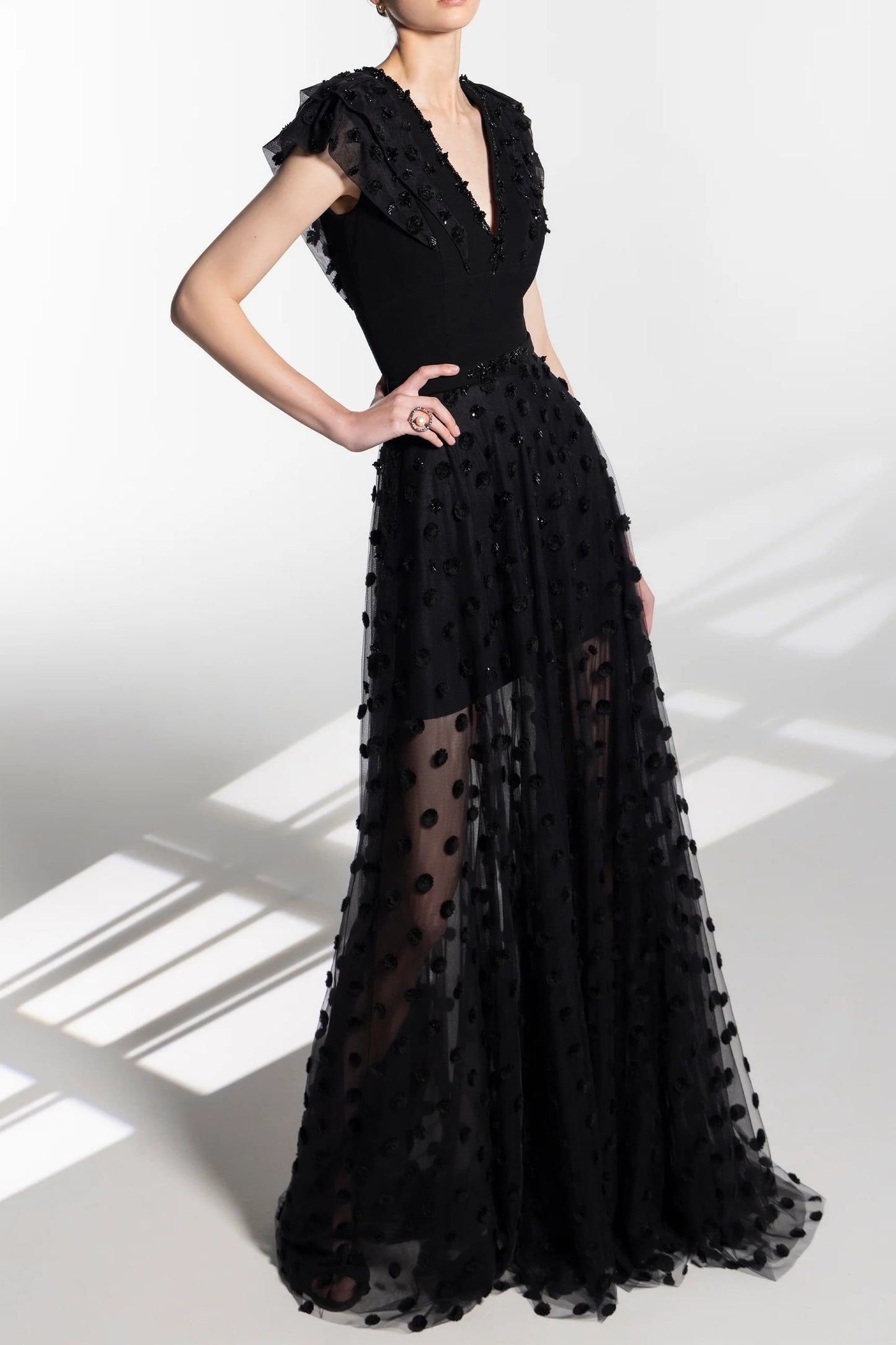 Polka Dot Beaded Gown