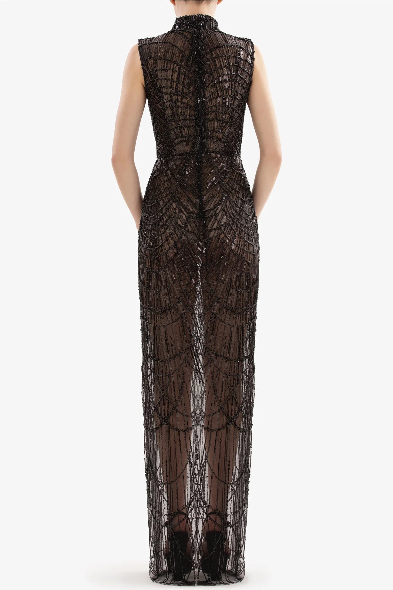 Beaded Gown with Fur Jacket