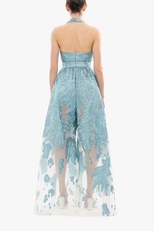 Sleeveless Brocade Jumpsuit