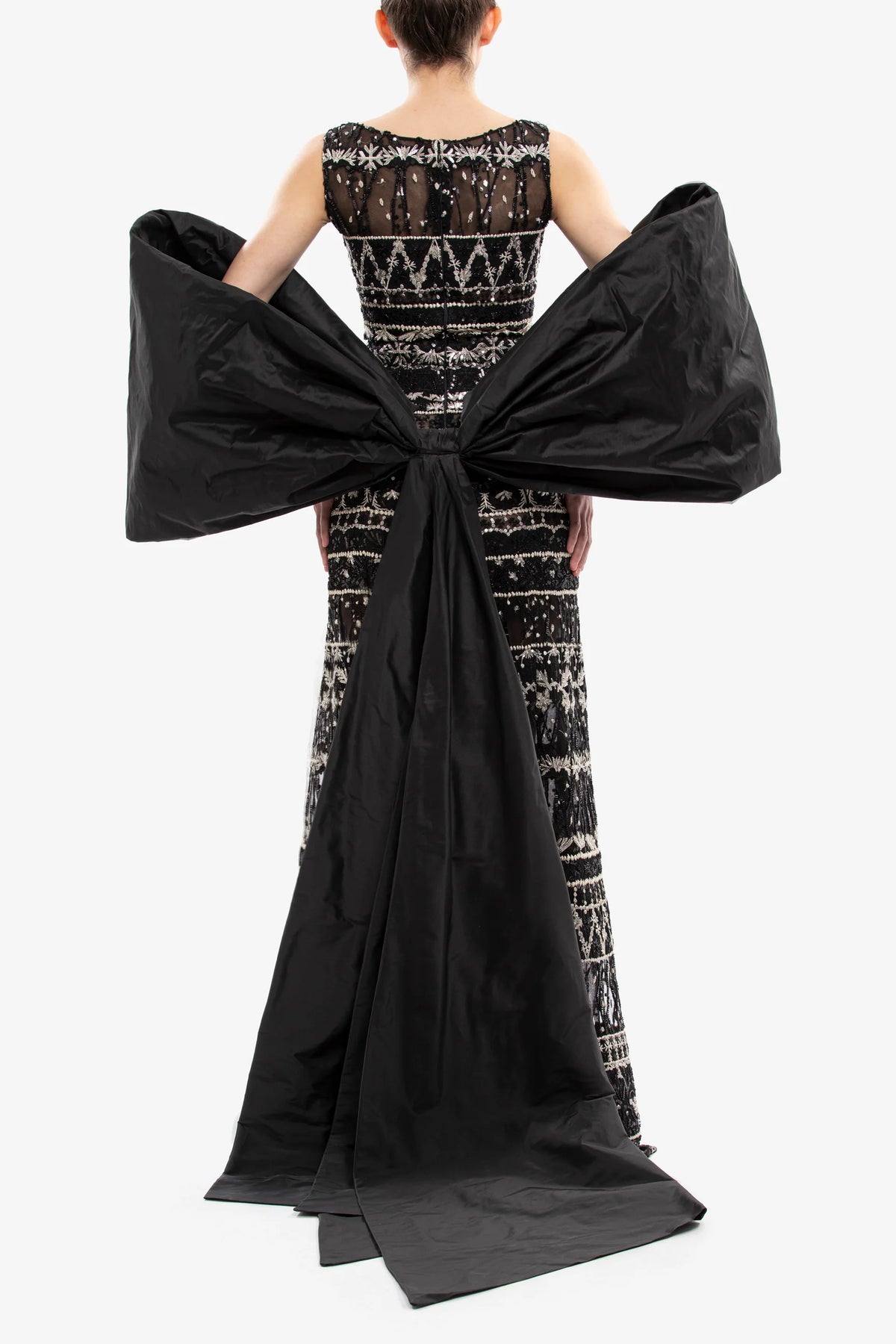 Embroidered Long Dress with Cape