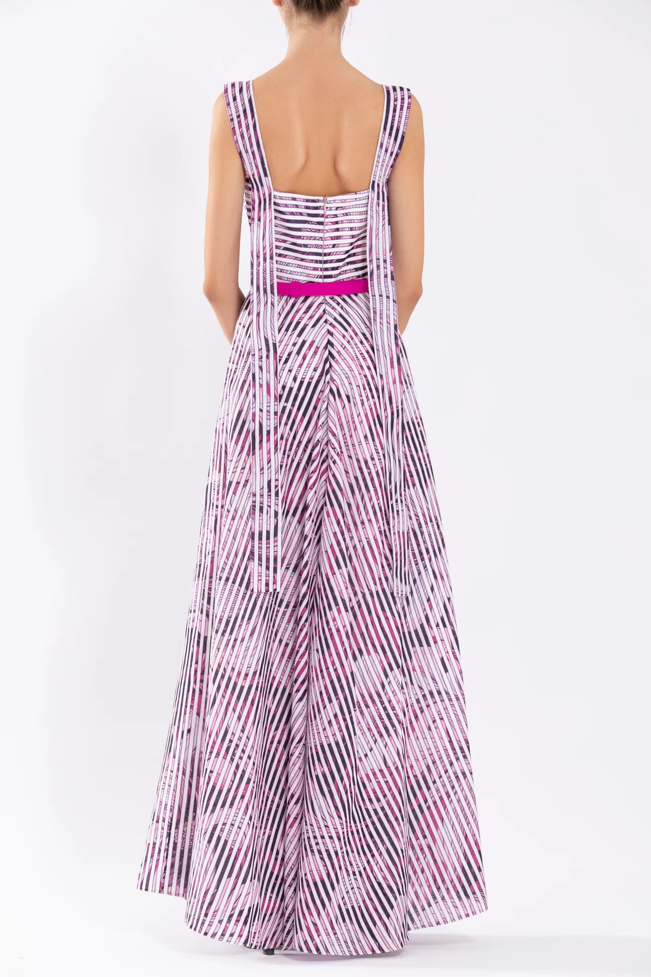 Linen Gown with Striped Print