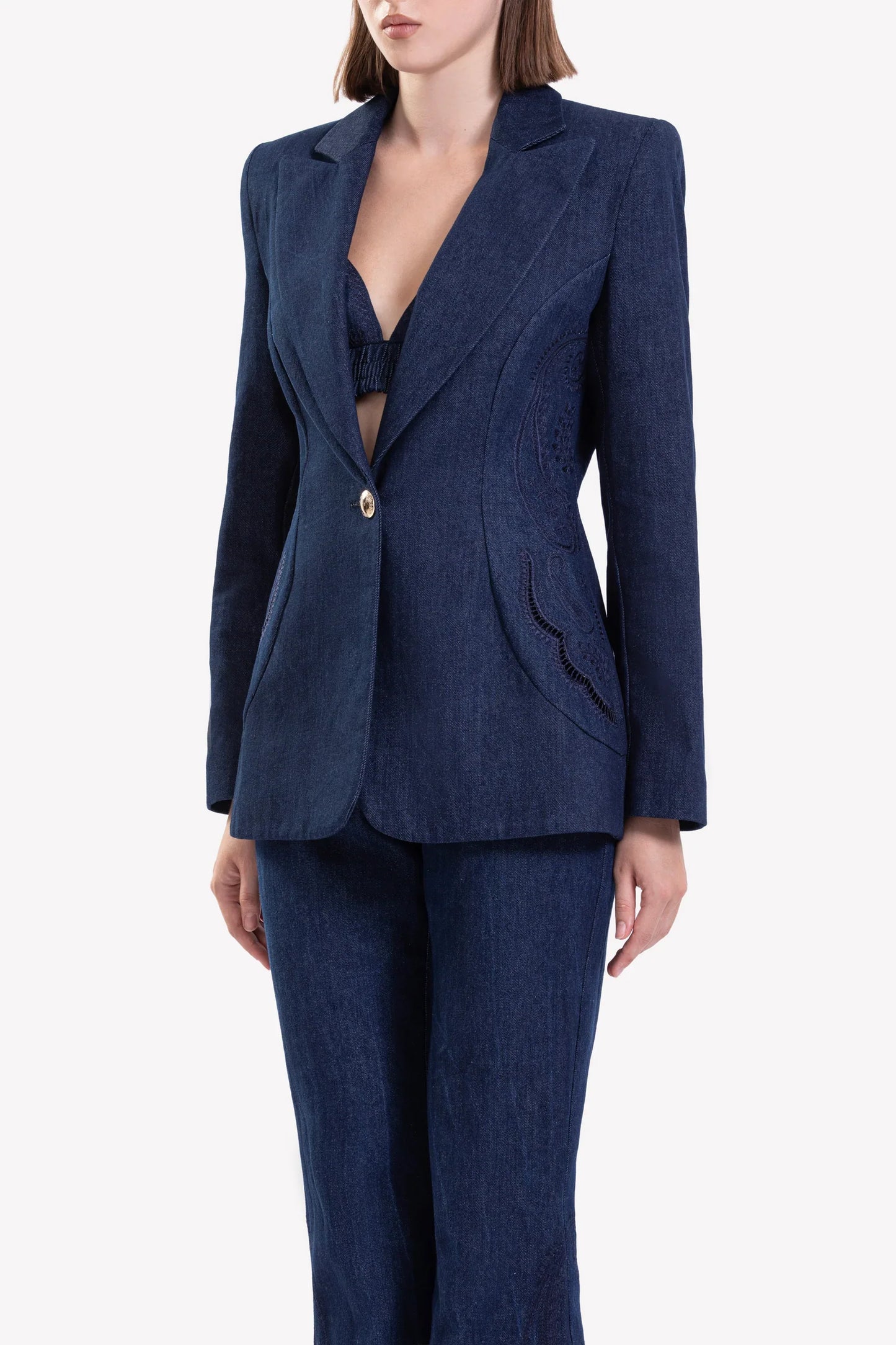 Denim Tailored Set with Bra