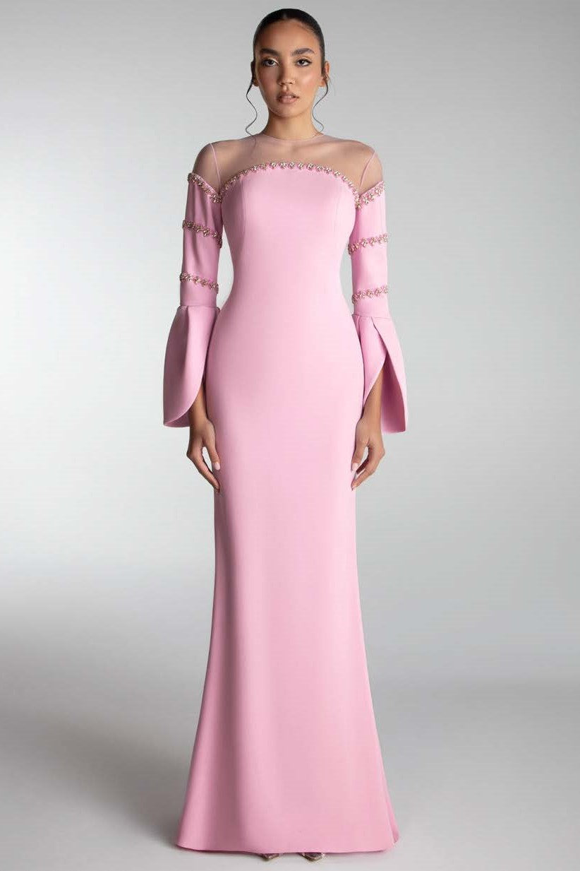 Sheer-Panel Gown