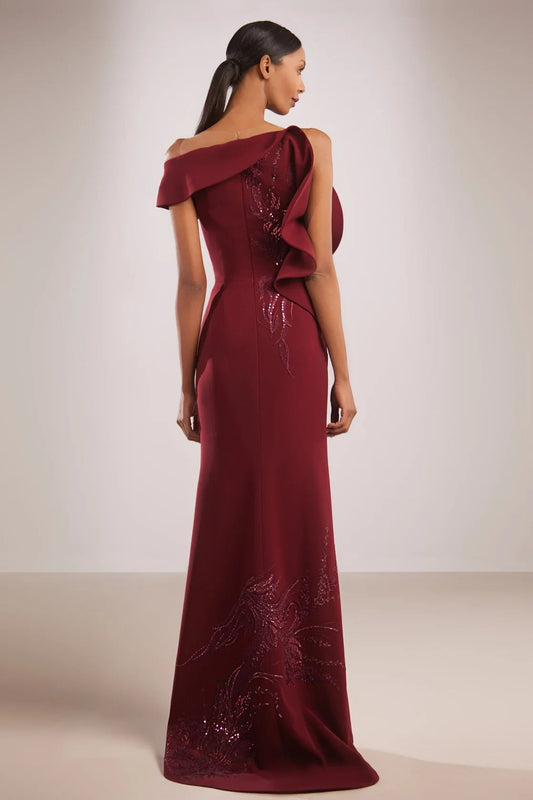 Strapless Crepe Beaded Dress