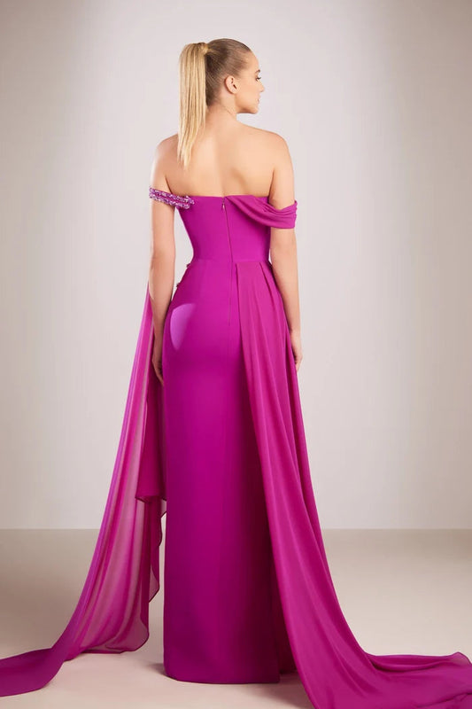 Off-Shoulder Mixed Beading Dress