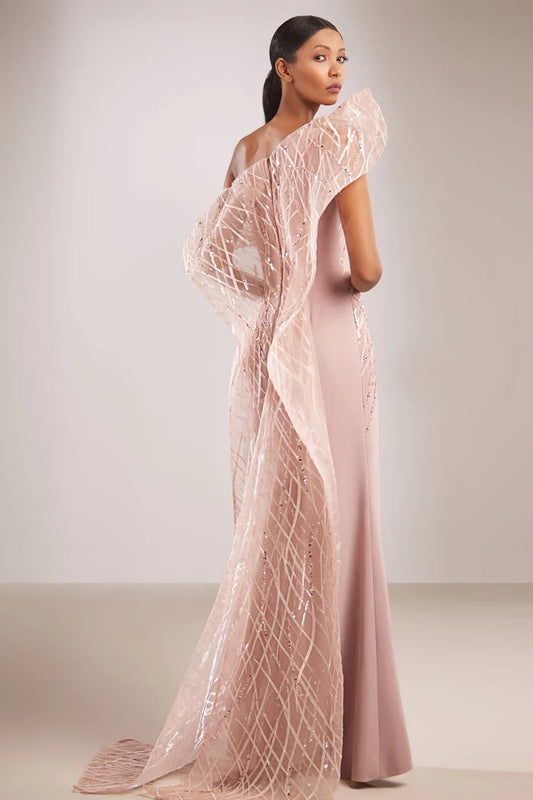 One-Shoulder Ruffle Gown