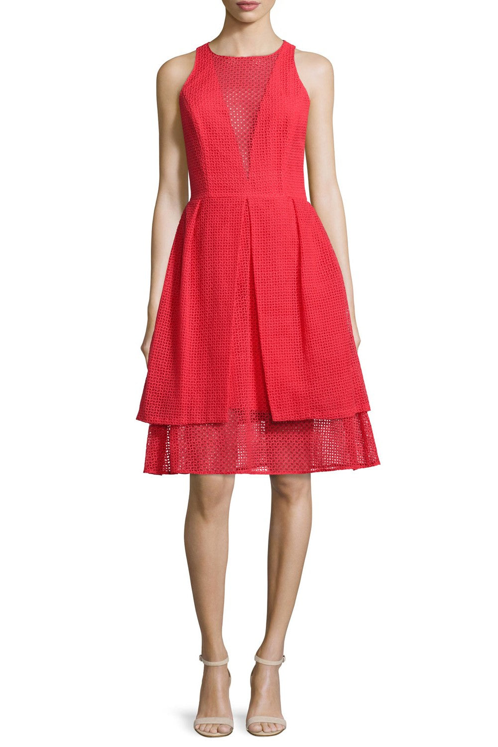 Sleeveless Eyelet Sheath Dress