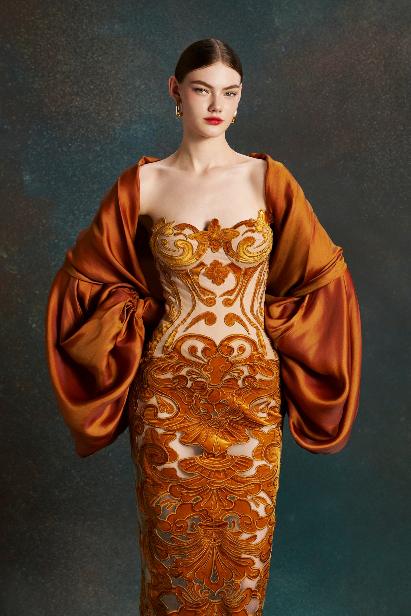 Bronze Bloom Midi Dress