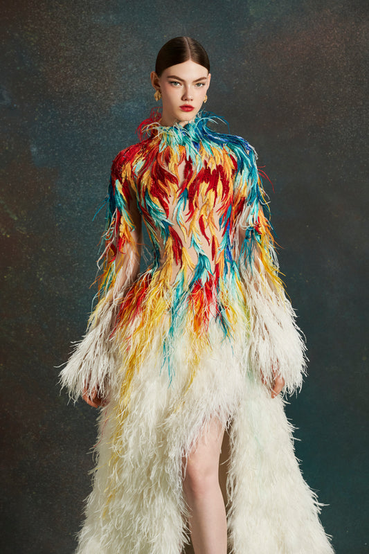 Painted Plume Gown