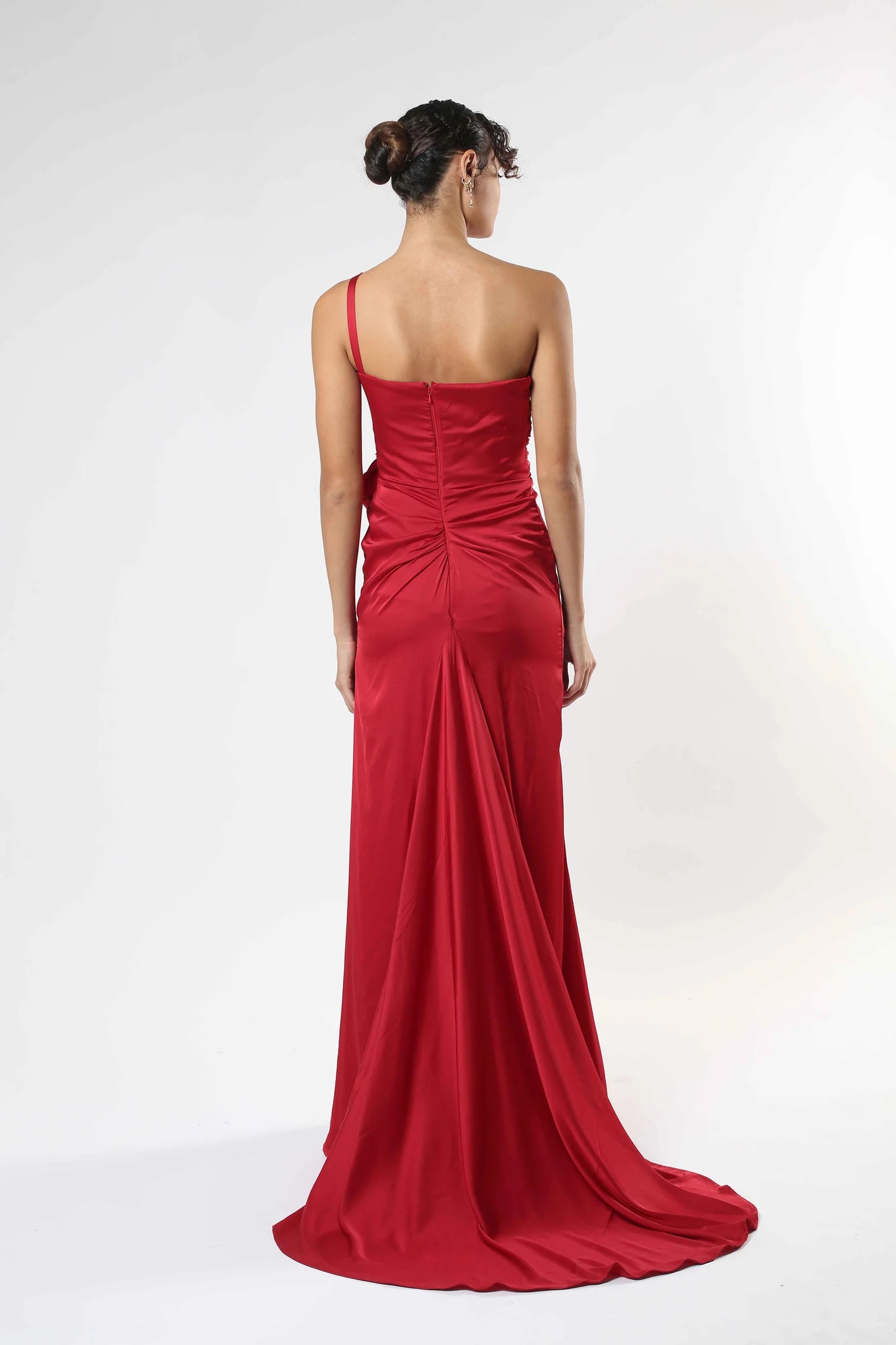 One-Shoulder Satin Gown