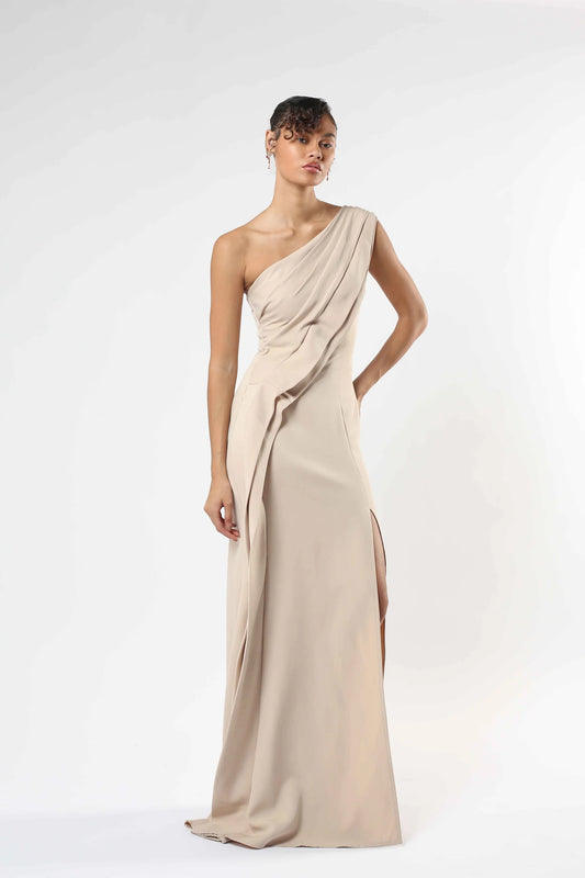 One-Shoulder Crepe Gown