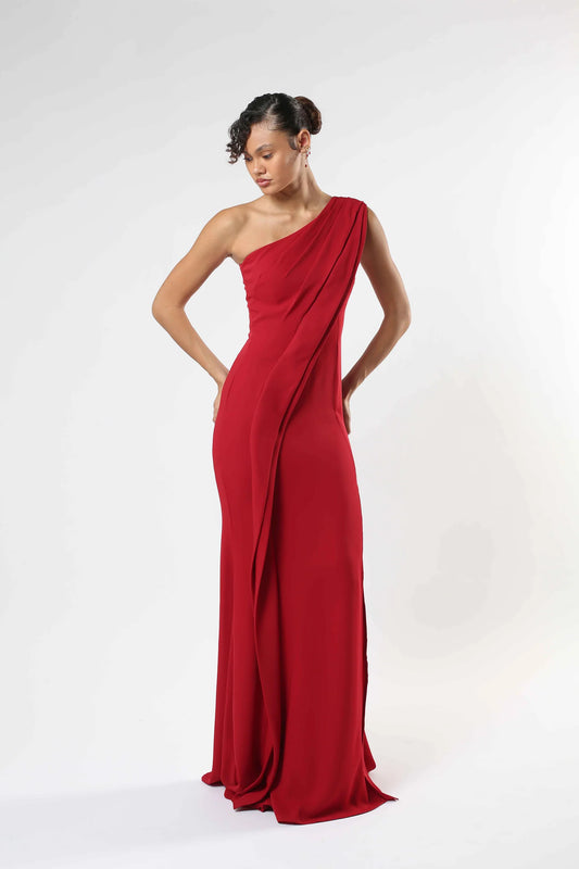 One-Shoulder Crepe Gown