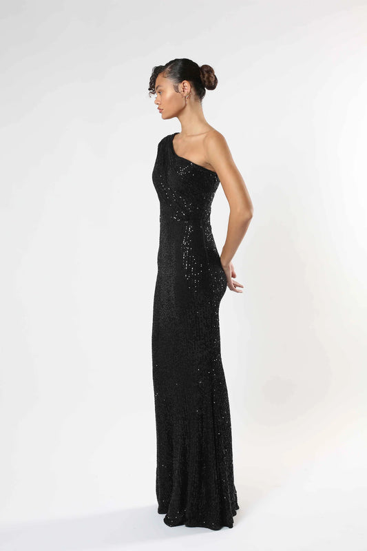 One-Shoulder Sequin Gown